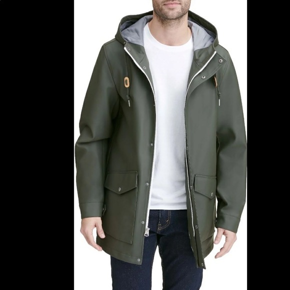 Levis Mens Rubberized Rain Parka Jacket 